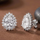 Peora Oval Blossom Stud Earrings - Silver