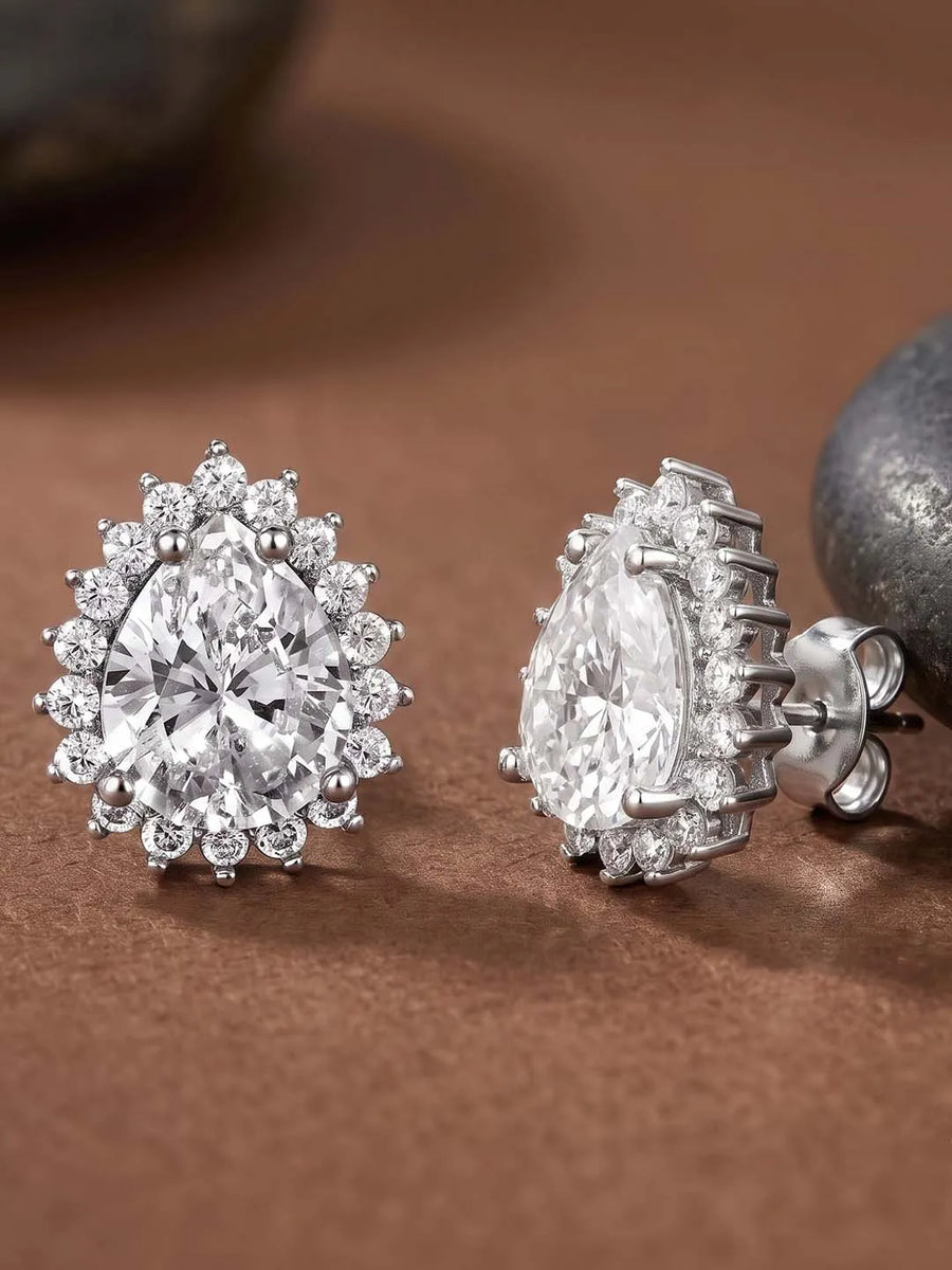 Peora Oval Blossom Stud Earrings - Silver