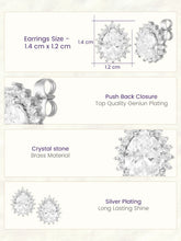 Peora Oval Blossom Stud Earrings - Silver