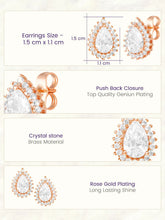 Peora Daisy CZ Stud Earrings - Rose Gold