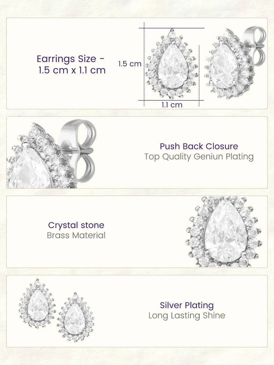 Peora Daisy CZ Stud Earrings - Silver