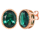 Peora Oval Emerald Stud Earrings - Rose Gold