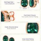 Peora Oval Emerald Stud Earrings - Rose Gold