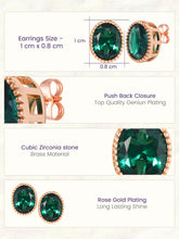 Peora Oval Emerald Stud Earrings - Rose Gold