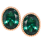Peora Oval Emerald Stud Earrings - Rose Gold