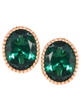 Peora Oval Emerald Stud Earrings - Rose Gold