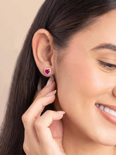 Peora Heart Ruby Stud Earrings - Rose Gold