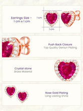 Peora Heart Ruby Stud Earrings - Rose Gold