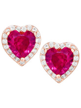 Peora Heart Ruby Stud Earrings - Rose Gold