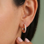 Peora Rose Gold Plated Minimal CZ Hoop Earrings