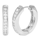 Peora Rhodium Plated Minimal CZ Hoop Earrings