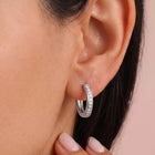 Peora Rhodium Plated Minimal CZ Hoop Earrings