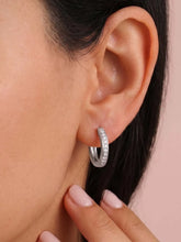 Peora Minimal CZ Hoop Earrings - Silver