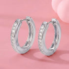 Peora Rhodium Plated Minimal CZ Hoop Earrings
