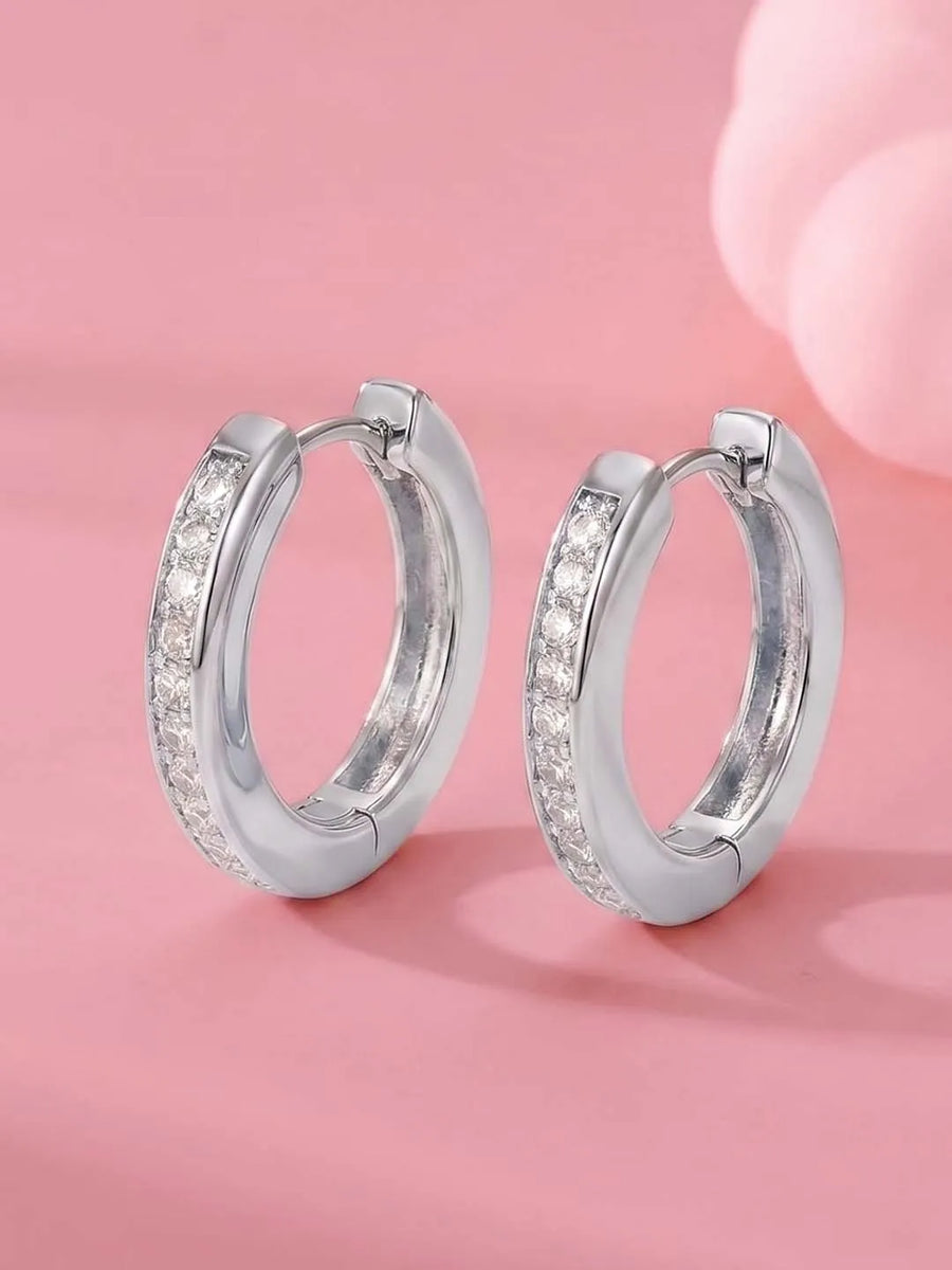 Peora Minimal CZ Hoop Earrings - Silver