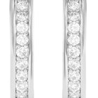 Peora Rhodium Plated Minimal CZ Hoop Earrings