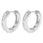 Peora Rhodium Plated Minimal CZ Hoop Earrings