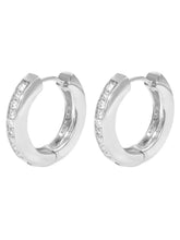 Peora Minimal CZ Hoop Earrings - Silver