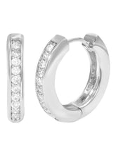 Peora Minimal CZ Hoop Earrings - Silver