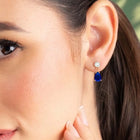 Peora Rose Gold Plated Pear Blue Stone Earrings