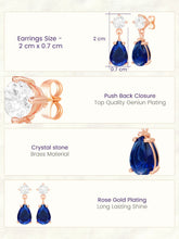 Peora Pear Blue Stone Earrings - Rose Gold