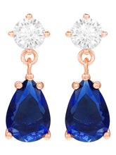 Peora Pear Blue Stone Earrings - Rose Gold