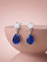 Peora Pear Blue Stone Earrings - Silver