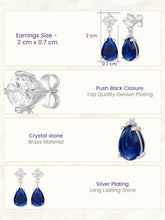 Peora Pear Blue Stone Earrings - Silver