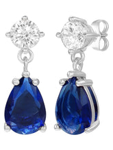 Peora Pear Blue Stone Earrings - Silver