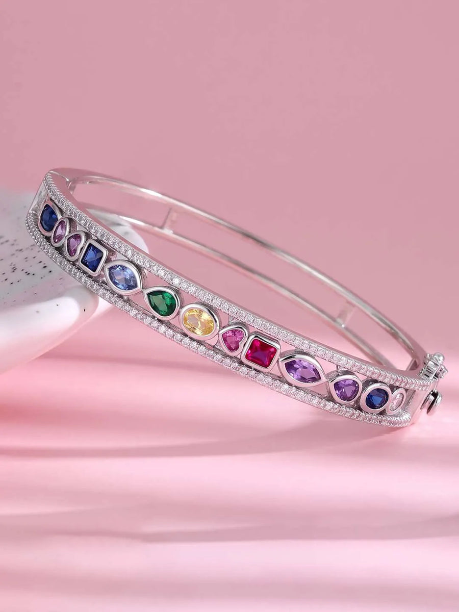 Peora Rainbow Crystal Kada - Silver