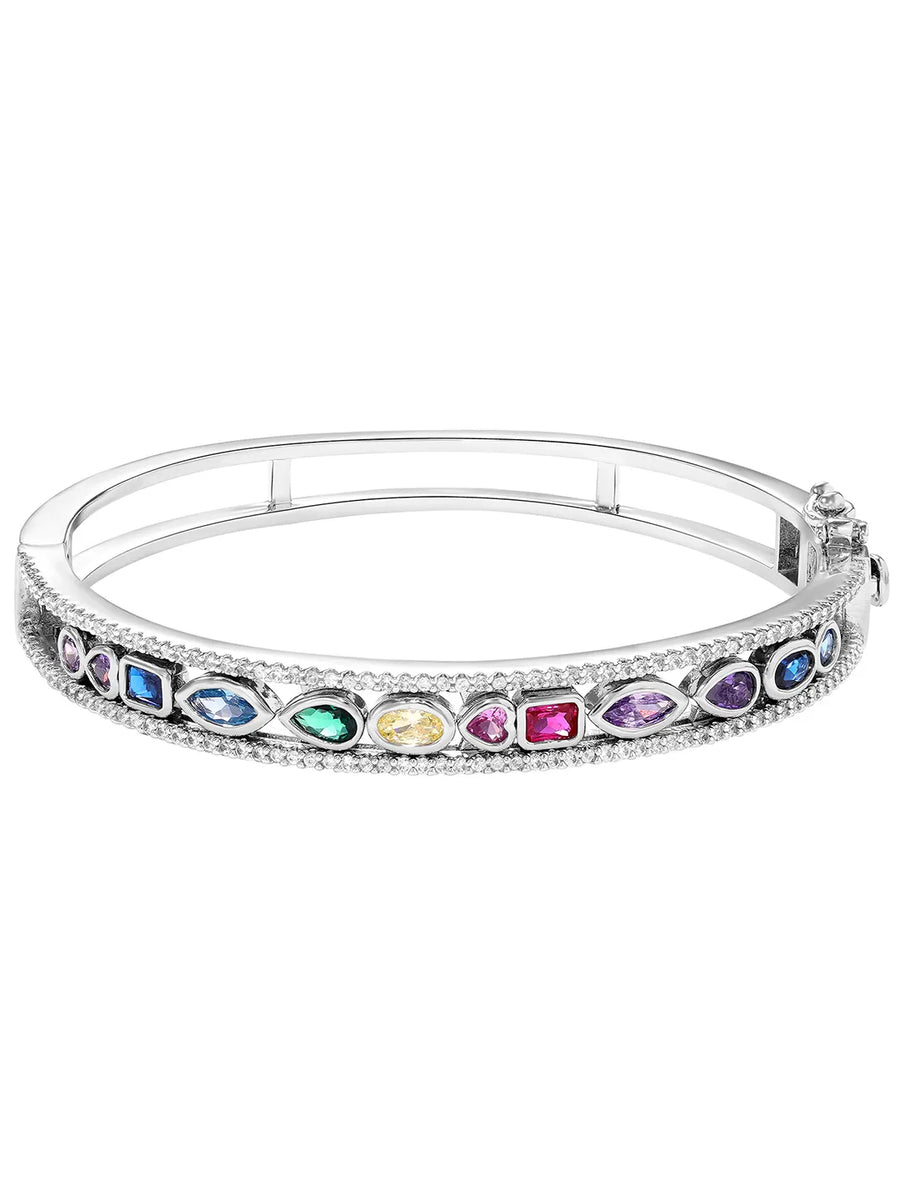 Peora Rainbow Crystal Kada - Silver