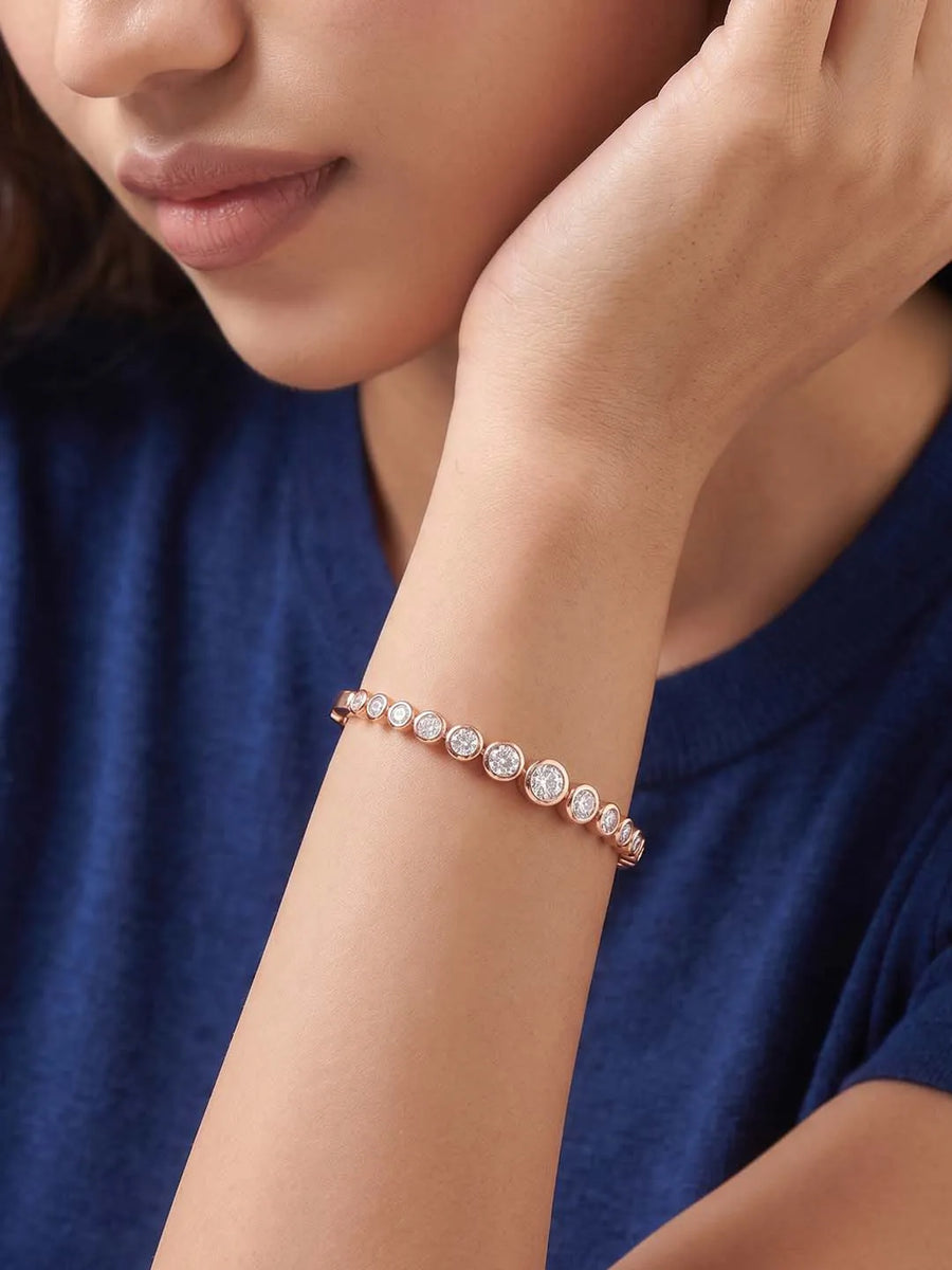 Peora Classic CZ Tennis Kada - Rose Gold