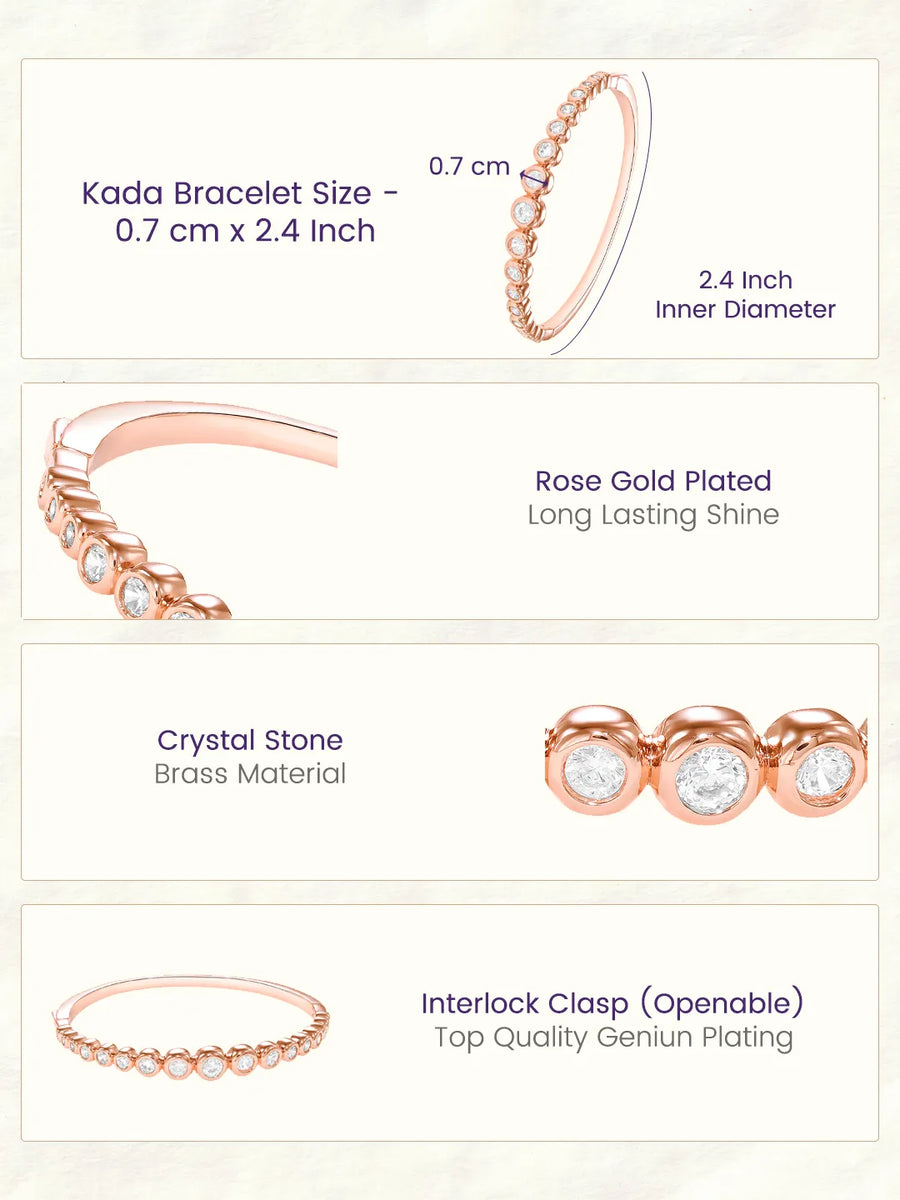 Peora Classic CZ Tennis Kada - Rose Gold