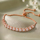 Peora Round Crystal Tennis Bracelet - Rose gold
