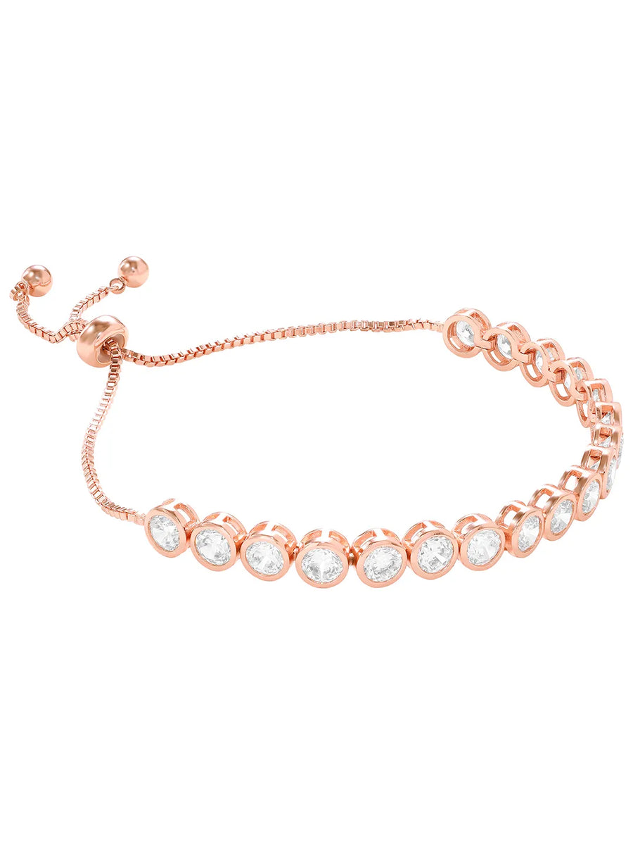 Peora Round Crystal Tennis Bracelet - Rose gold