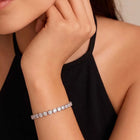 Peora Round Crystal Tennis Bracelet - Silver