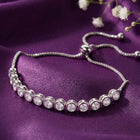 Peora Round Crystal Tennis Bracelet - Silver