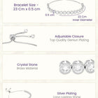 Peora Round Crystal Tennis Bracelet - Silver