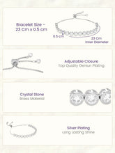 Peora Round Crystal Tennis Bracelet - Silver