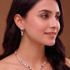 Peora Leaf Emerald Necklace Set - Rose Gold