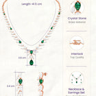 Peora Leaf Emerald Necklace Set - Rose Gold