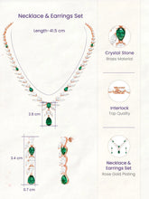 Peora Leaf Emerald Necklace Set - Rose Gold