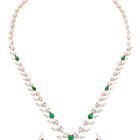 Peora Leaf Emerald Necklace Set - Rose Gold