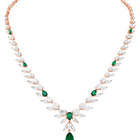 Peora Leaf Emerald Necklace Set - Rose Gold