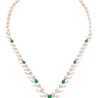 Peora Leaf Emerald Necklace Set - Rose Gold