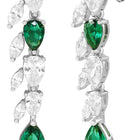 Peora Leaf Emerald Necklace Set - Silver