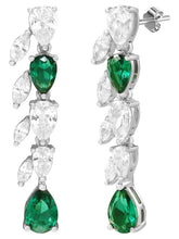 Peora Leaf Emerald Necklace Set - Silver