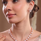 Peora Crystal Tennis Necklace Set - Rose Gold