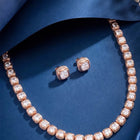 Peora Crystal Tennis Necklace Set - Rose Gold