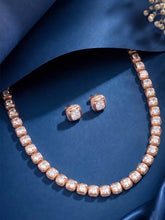 Peora Crystal Tennis Necklace Set - Rose Gold